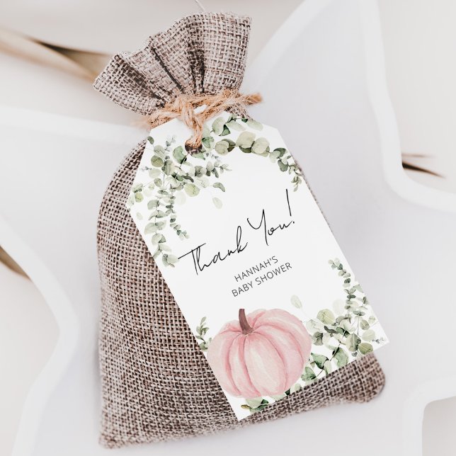 En liten Pumpkin Girl Baby Shower Favor Tack Presentetikett (Skapare uppladdad)