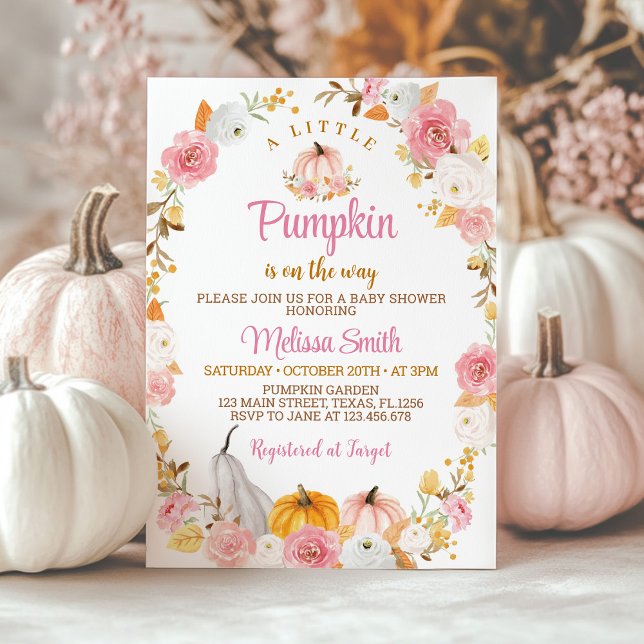 En liten Pumpkin Girl Baby Shower-inbjudan Inbjudningar (Skapare uppladdad)