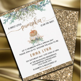En liten Pumpkin Guld Baby Shower-inbjudan Inbjudningar