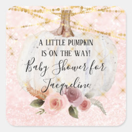 En liten Pumpkin Guld Glitter Blommigt Watercolor Fyrkantigt Klistermärke