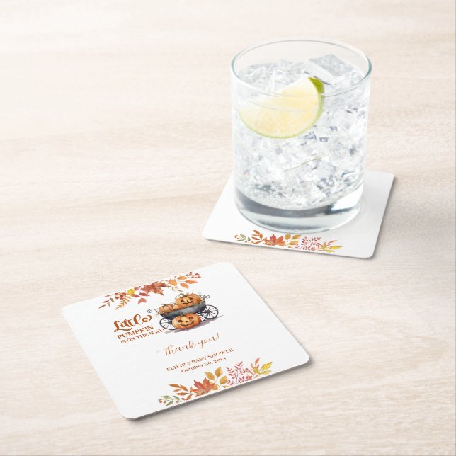 En liten pumpkin Halloween Fall Baby Shower Underlägg Papper Kvadrat (Insitu)