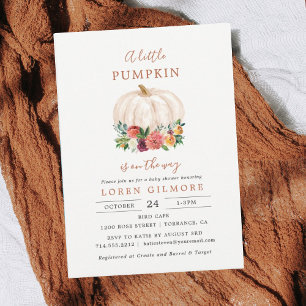 En liten pumpkin Harvest Baby Shower Inbjudningar