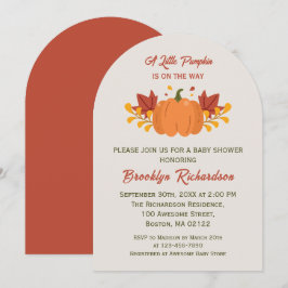 En liten Pumpkin Höst löv Fall Baby Shower Inbjudningar