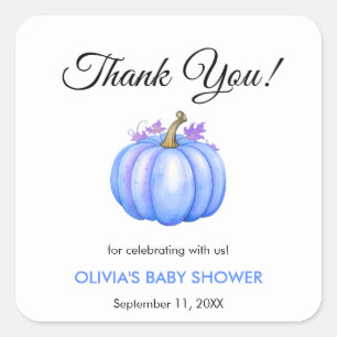 En liten pumpkin hösten Fall Blue Boy Shower Fyrkantigt Klistermärke