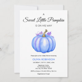 En liten pumpkin hösten Fall Blue Boy Shower Inbjudningar