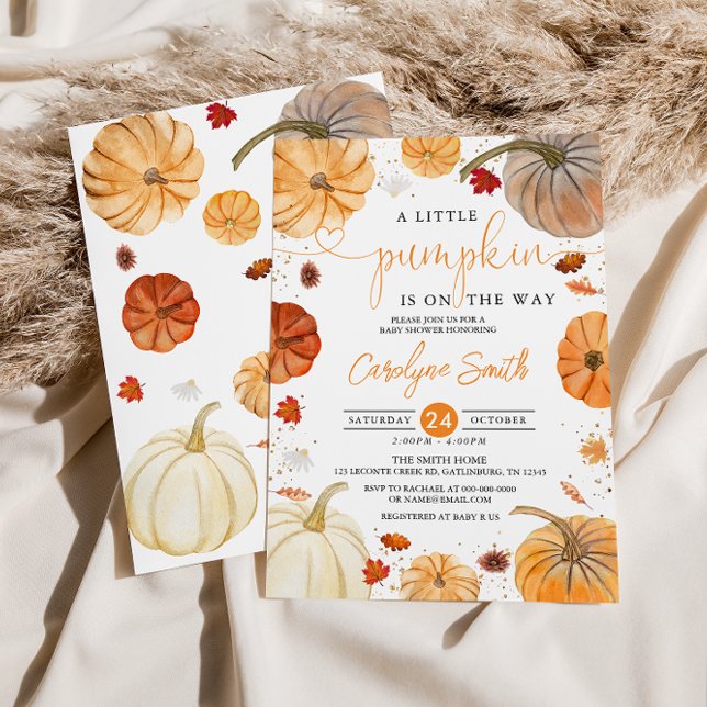 En liten Pumpkin-inbjudan för höstbabyskor Inbjudningar (Skapare uppladdad)