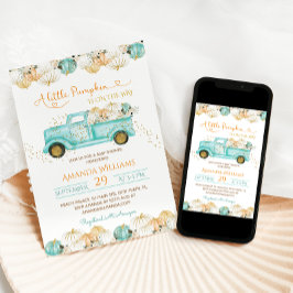 En liten Pumpkin Lastbil Baby Shower-Grönt Inbjudningar