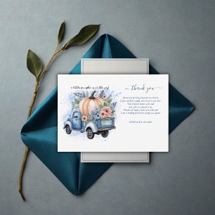 En liten Pumpkin Lastbil Blue Watercolor Baby Show Tack Kort
