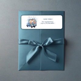 En liten Pumpkin Lastbil Watercolor Baby Shower Returadress Etikett