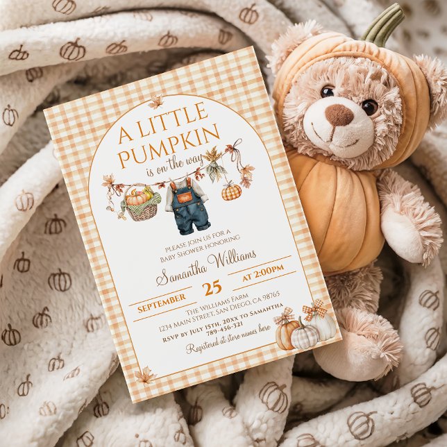 En liten Pumpkin Modern Fall Baby Shower Inbjudningar (Skapare uppladdad)