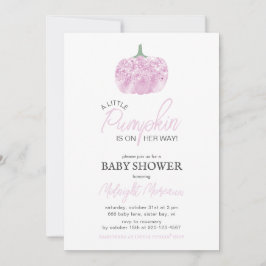 En liten Pumpkin Rosa Halloween Baby Shower Inbjudningar