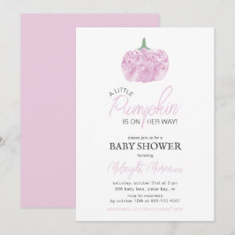 En liten Pumpkin Rosa Halloween Baby Shower Inbjudningar