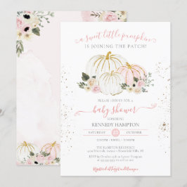 En liten Pumpkin Rosa White Girl Baby Shower Inbjudningar