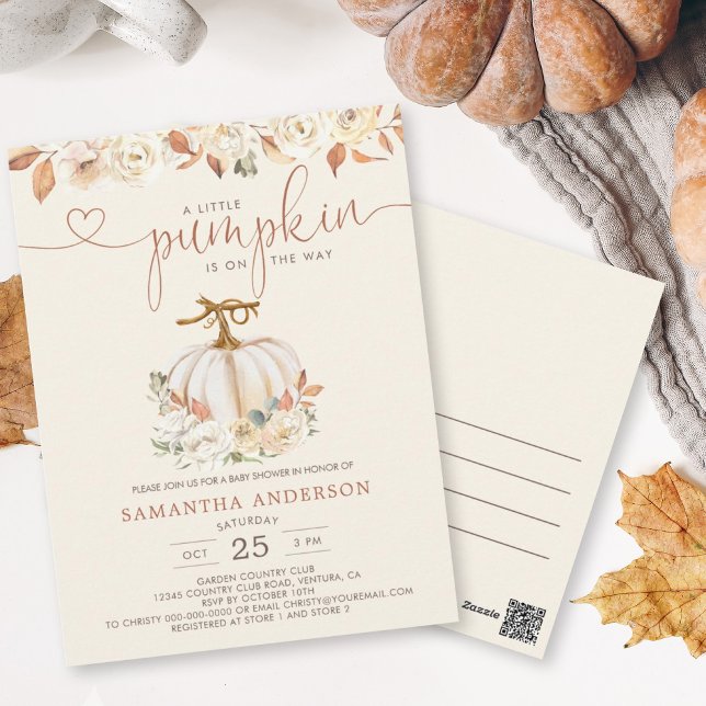 En liten Pumpkin Rustic Autumn Shower Vykort (Send out Pumpkin Baby Shower Invite postcards for an easy way to invite your guests.)