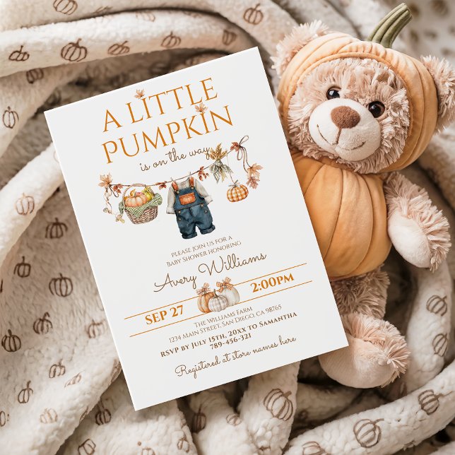 En liten Pumpkin Rustic Boho Fall Baby Shower Inbjudningar (Skapare uppladdad)