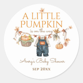 En liten Pumpkin Rustic Boho Fall Baby Shower Runt Klistermärke