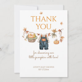 En liten Pumpkin Rustic Boho Fall Baby Shower Tack Kort
