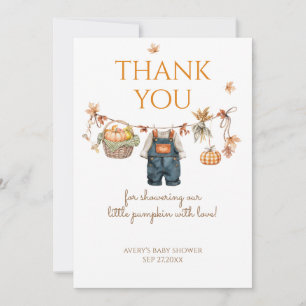 En liten Pumpkin Rustic Boho Fall Baby Shower Tack Kort