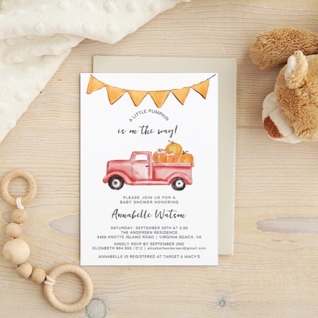 En liten Pumpkin Rustic Fall Baby Shower Inbjudningar (Skapare uppladdad)