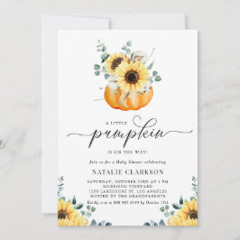 En liten Pumpkin Rustic Solros Fall Baby Shower Inbjudningar