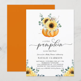 En liten Pumpkin Rustic Solros Fall Baby Shower Inbjudningar