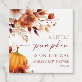 En liten Pumpkin Rusty Burgundy Blommigt Baby Show Gåvor Etiketter