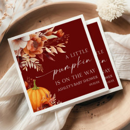 En liten Pumpkin Rusty Burgundy Blommigt Baby Show Pappersservett