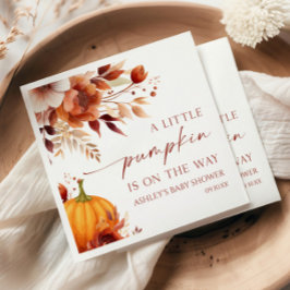En liten Pumpkin Rusty Burgundy Blommigt Baby Show Pappersservett