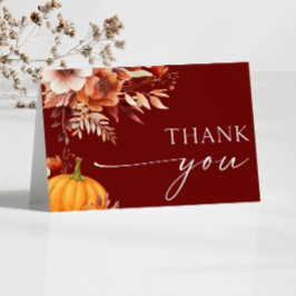 En liten Pumpkin Rusty Burgundy Blommigt Baby Show Tack Kort