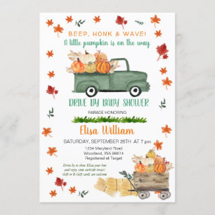 En liten Pumpkin Safari Drive by Baby Shower Inbjudningar