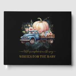 En liten Pumpkin Watercolor Lastbil Baby Shower Gästböcker