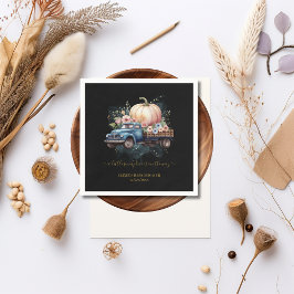 En liten Pumpkin Watercolor Lastbil Baby Shower Pappersservett