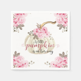 En liten Pumpkin Watercolor Rosa Blommigt Glitter Pappersservett