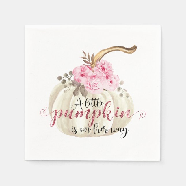 En liten Pumpkin Watercolor Rosa Blommigt Pappersservett (Framsidan)