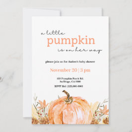 En liten pumpkinbjudning till babyduschen inbjudningar