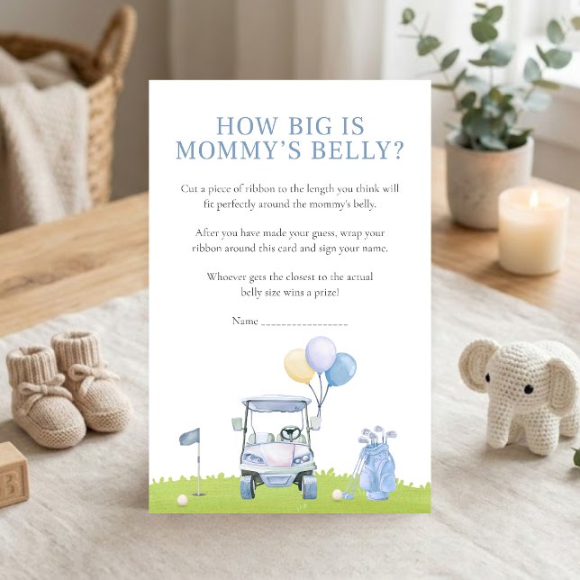 En liten putter golf baby shower hur stor är spel (Golf Baby Shower How Big Is Mommy's Belly Game)