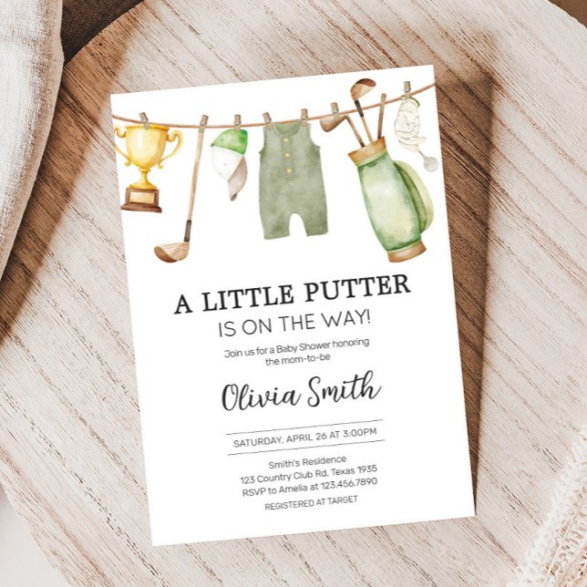 En liten putter Golf Baby Shower Inbjudningar (Gender Neutral Golf Baby Shower Invitation
)