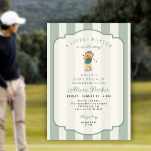 En liten putter på väg golf baby shower inbjudningar