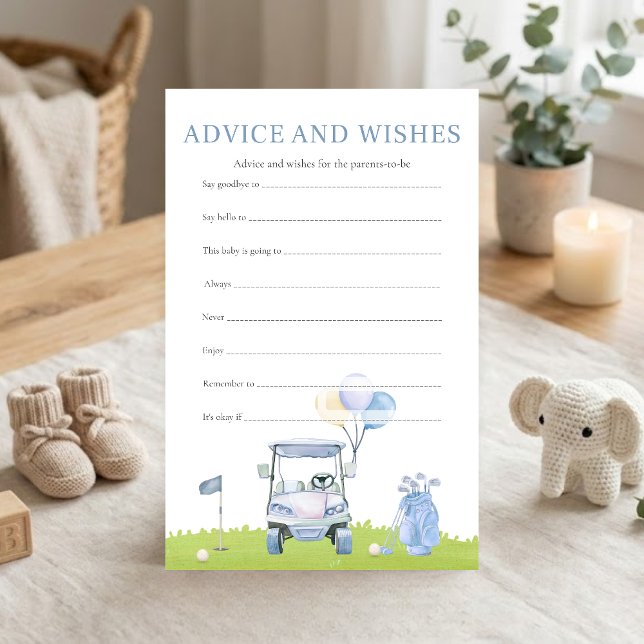 En liten puttergolfdusch Råd och önskemål spel (Golf Baby Shower Advice and Wishes Game)