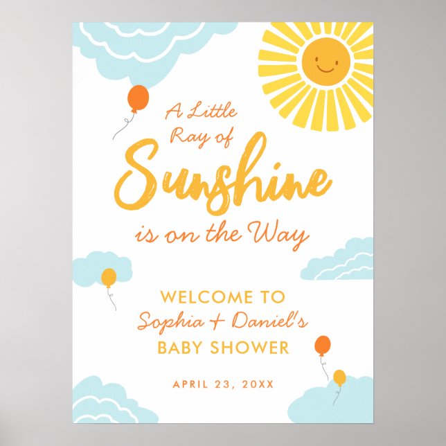 En liten Ray från Sunshine Baby Shower Poster (Framsidan)