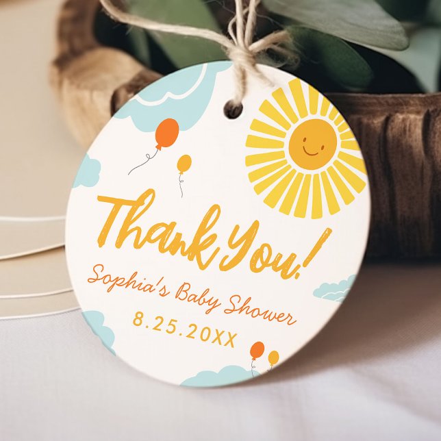 En liten Ray från Sunshine Baby Shower Round Stick Gåvor Etiketter (Skapare uppladdad)