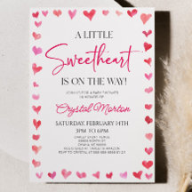 En liten rödrött Rosa Hearts Baby Shower