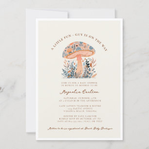 En liten Roligt Guy Mushroom Fall Baby Shower Inbjudningar