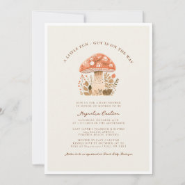 En liten Roligt Guy Mushroom Fall Baby Shower Inbjudningar