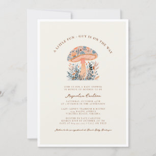 En liten Roligt Guy Mushroom Fall Baby Shower Inbjudningar