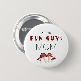 En liten Roligt Guy Red Mushroom Baby Shower Famil Knapp