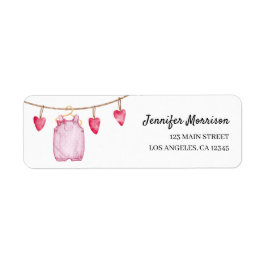 En liten Rosa Baby Shower Adress Returadress Etikett