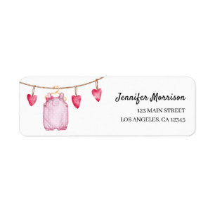 En liten Rosa Baby Shower Adress Returadress Etikett