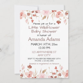 En liten Rosa WildblomGirl Baby Shower Inbjudningar