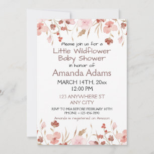 En liten Rosa WildblomGirl Baby Shower Inbjudningar